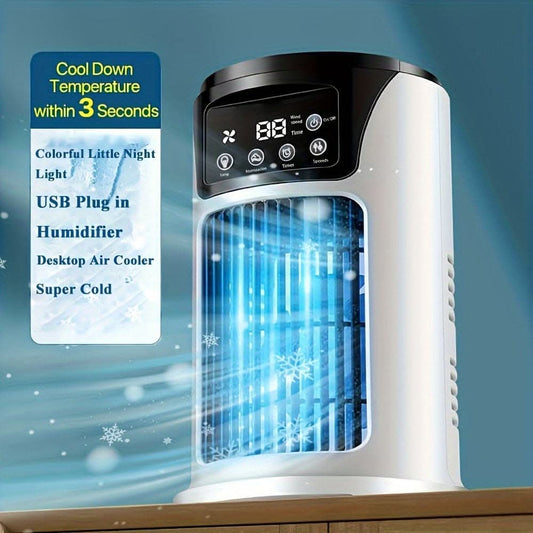 3-In-1 Portable Air Conditioner, Humidifier & Fan with Atmosphere Light