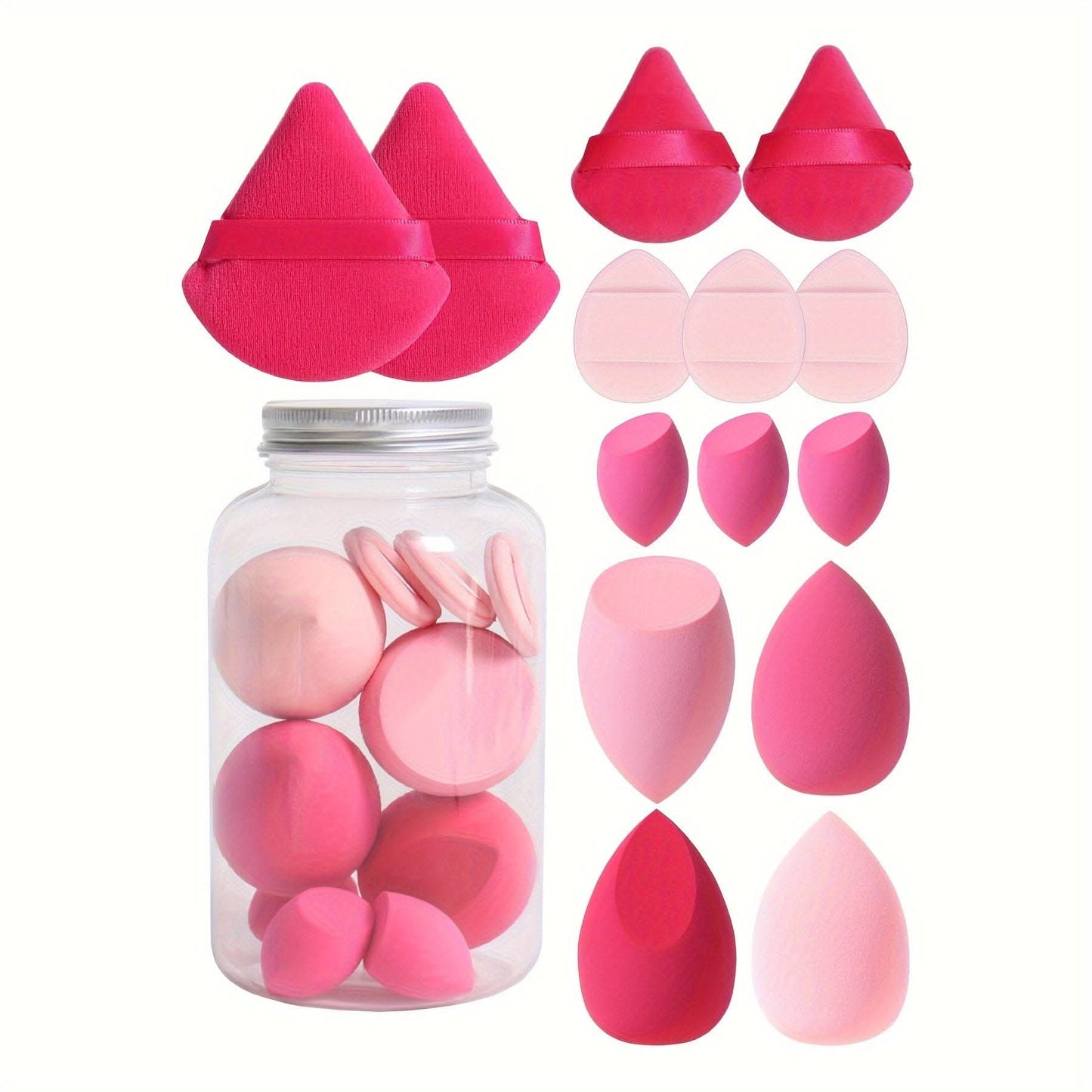 14pc Velvet Makeup Sponge Set with Storage Jar