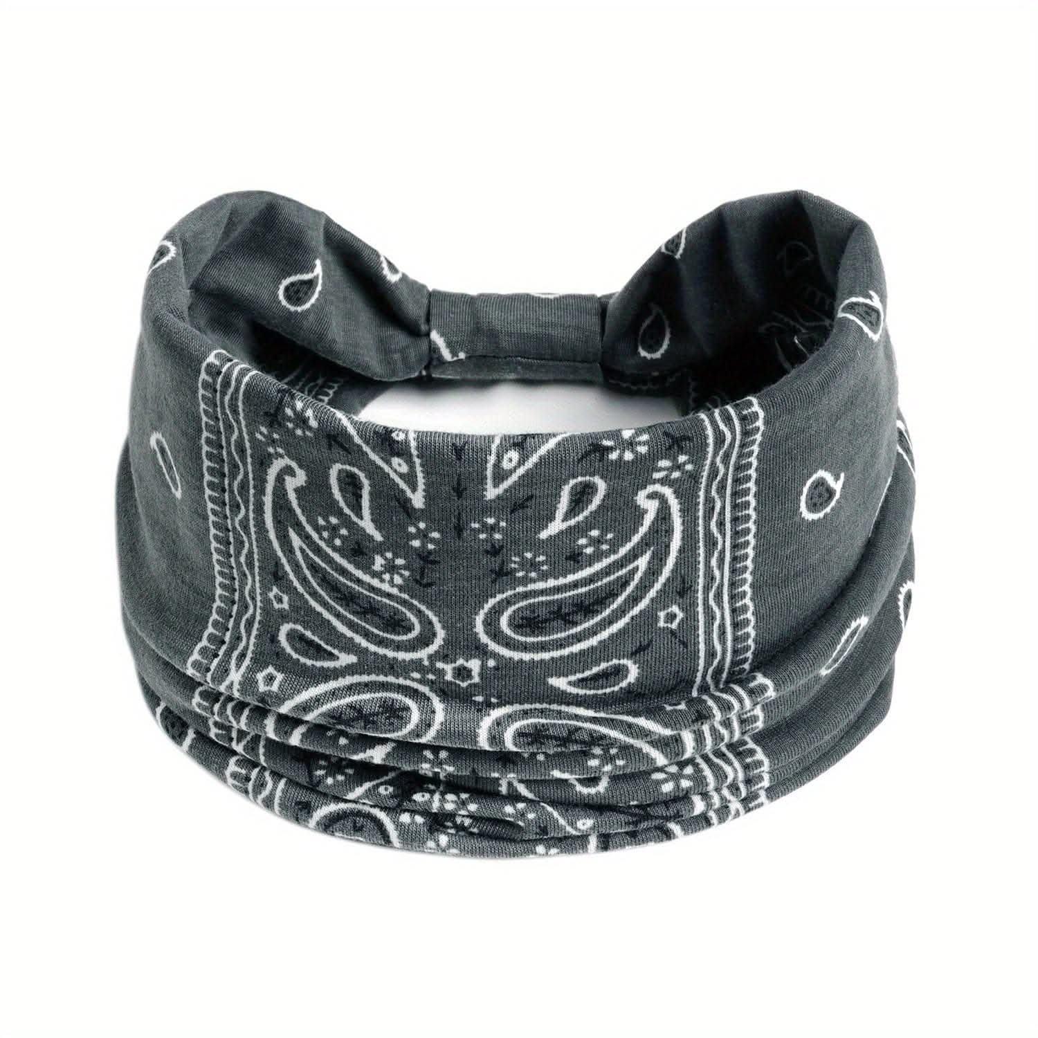 Stylish Boho Turban Headband – Soft Stretchy Paisley Pattern with Knotted Design
