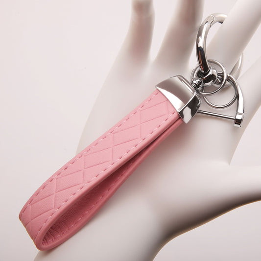 Leather Car Keychain – Anti-Lost D-Ring, 360° Rotating