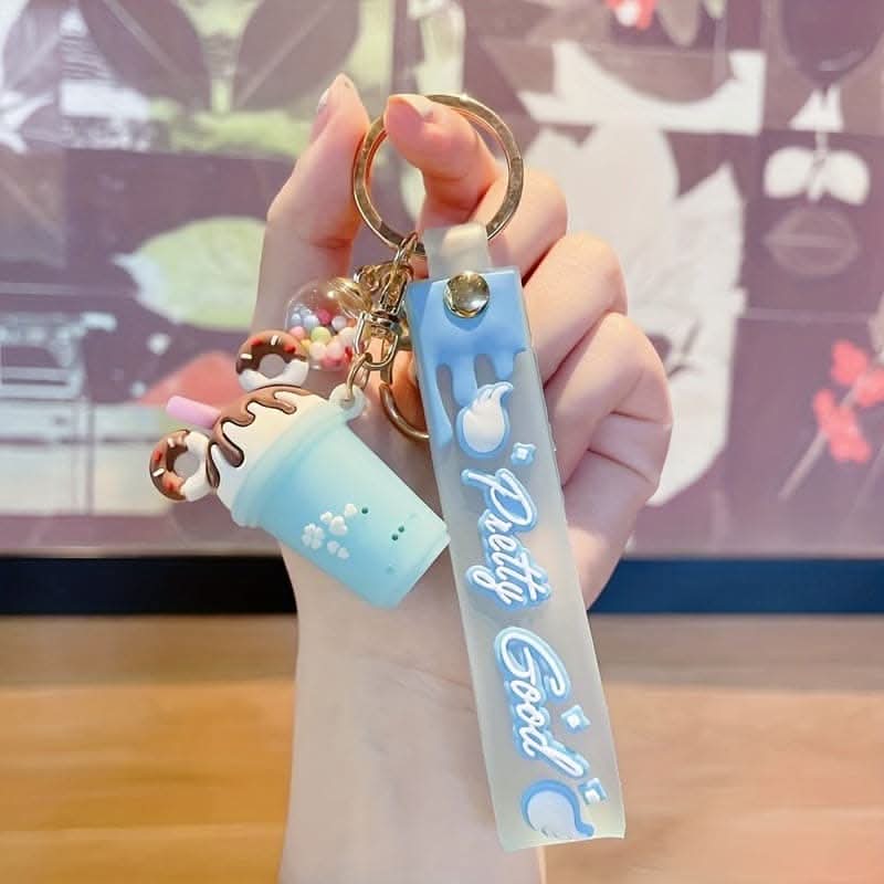 Cute Candy Color Ice Cream Cup Keychain – Silicone