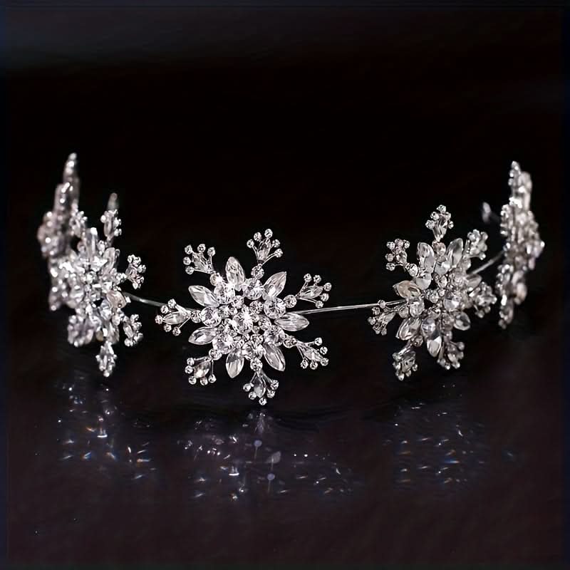 Elegant Snowflake Rhinestone Wedding Tiara Crown