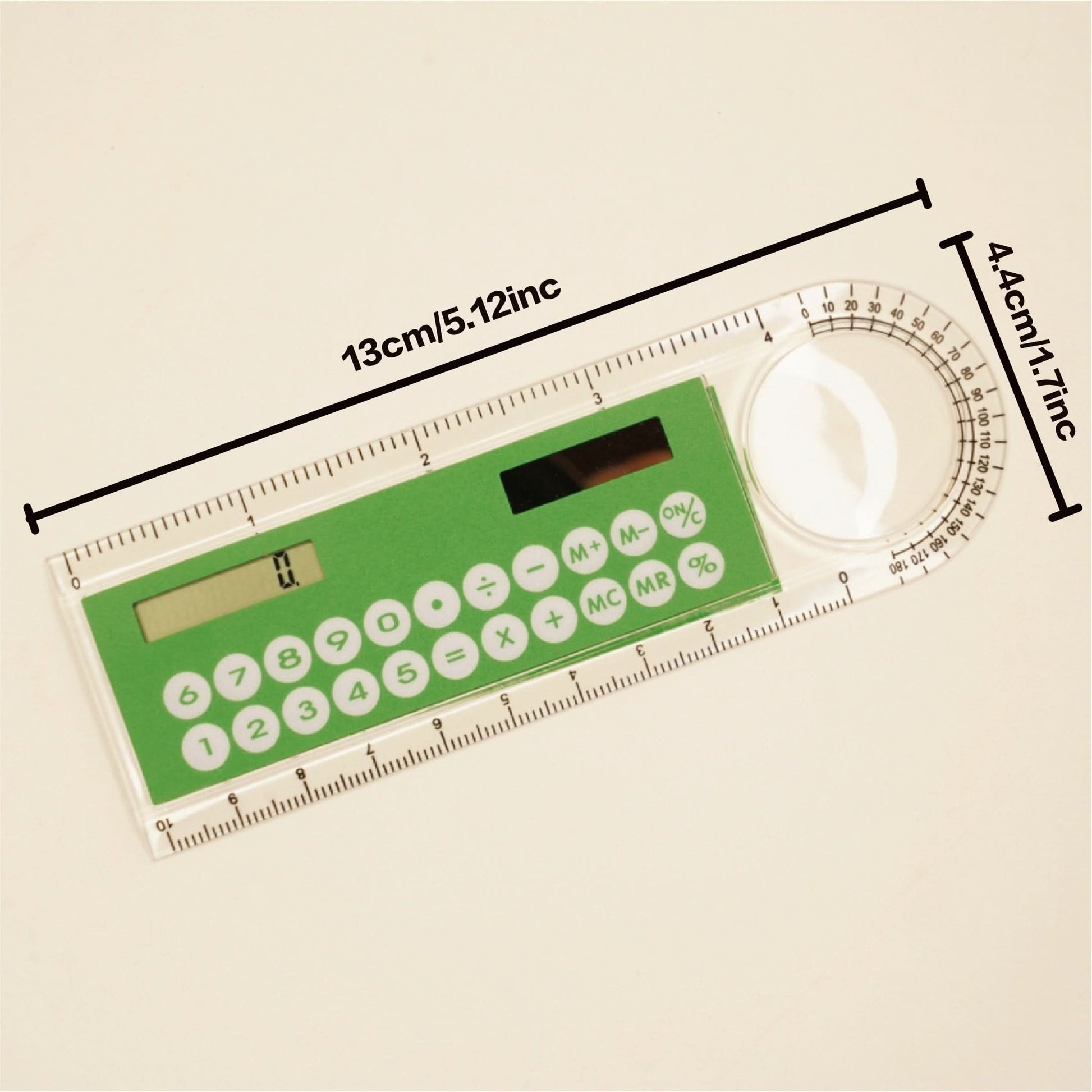 Mini 4-In-1 Solar-Powered Calculator with Ruler - LED Display