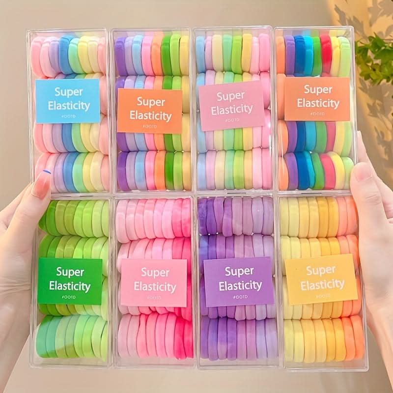 32pc Multicolor Rainbow Hair Ties for Kids