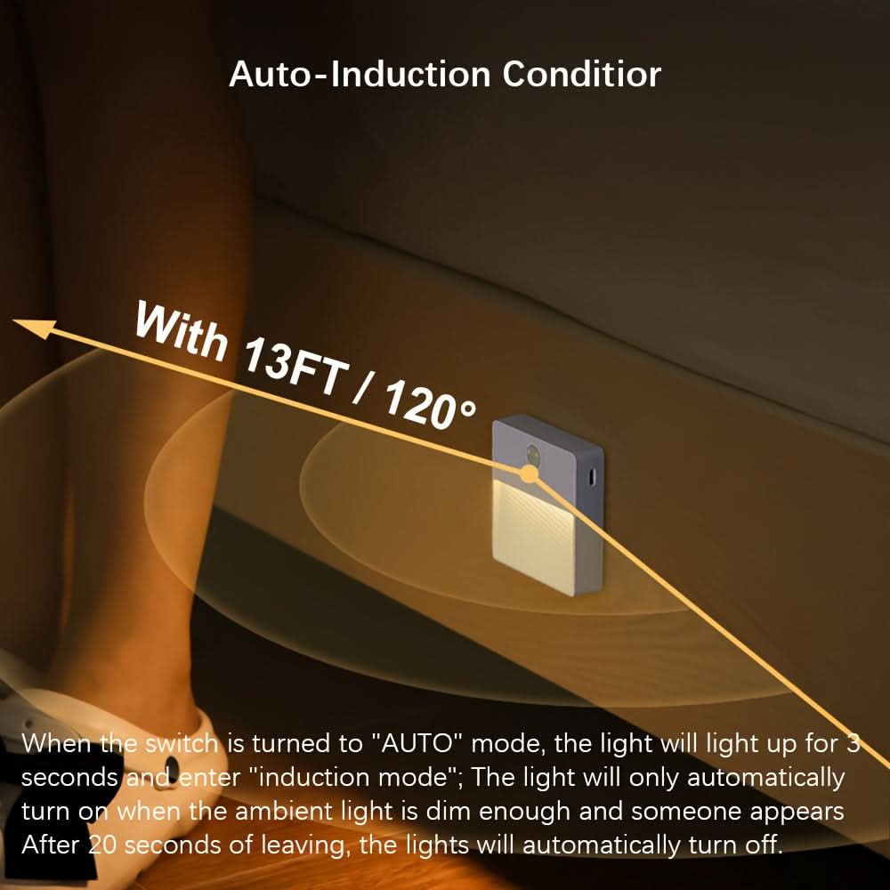 RGB Motion Sensor Night Light - USB Rechargeable LED Wall Lamp
