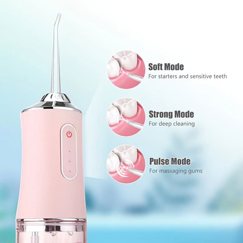 Portable Dental Water Flosser – USB Rechargeable, 4 Jet Tips, 3 Modes, Waterproof