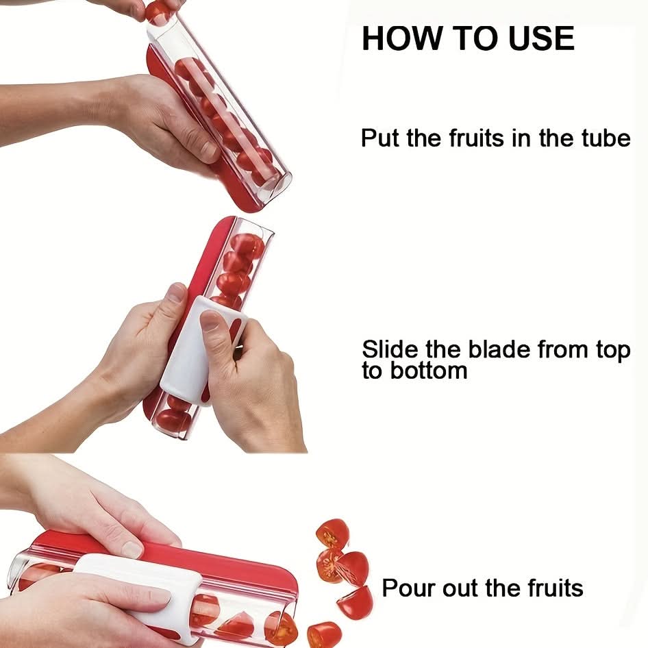 Cherry Tomato & Grape Slicer – Handheld Mini Fruit Cutter, Cake Decoration Tool