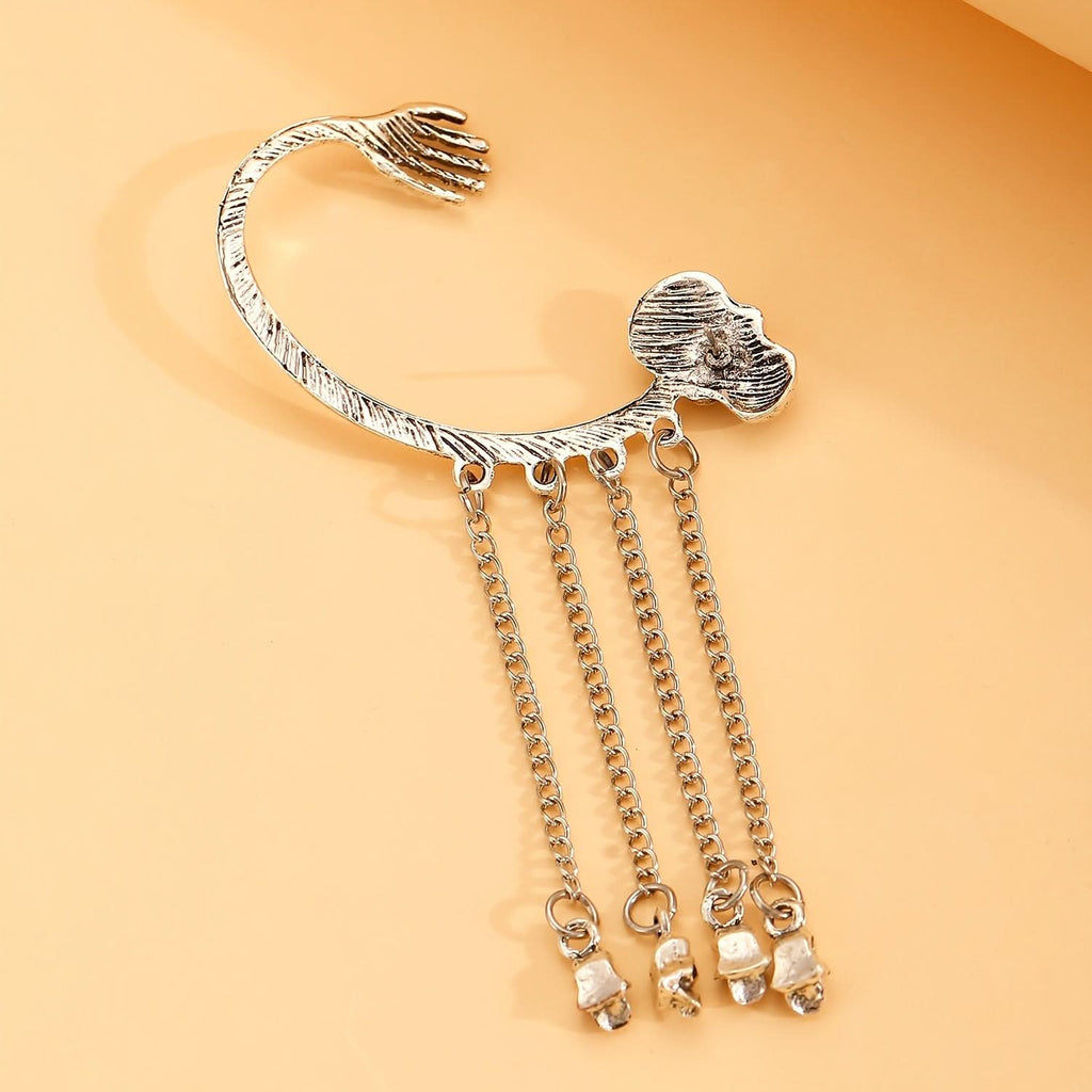 Skull Tassel Punk Earrings for Halloweenq