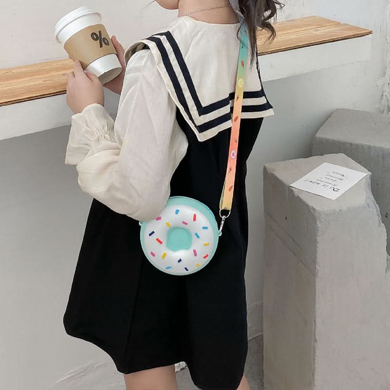 Donut-Shaped Girls' Coin Purse Shoulder Bag