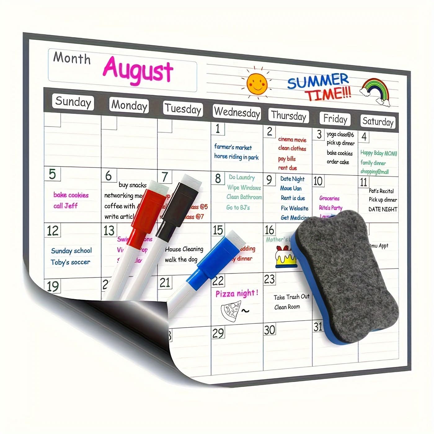 Magnetic Erasable Monthly Planner Calendar for Fridge