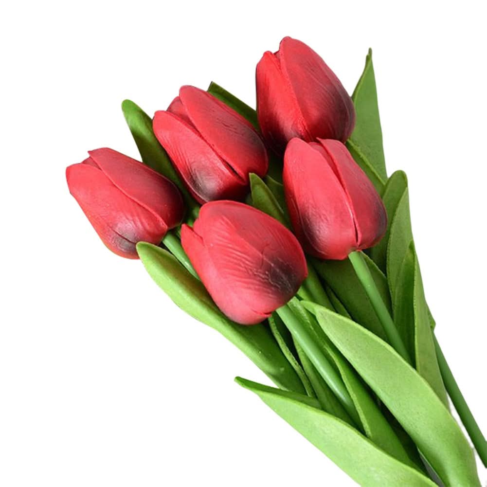 5pcs Realistic Mini Tulip Set – PU Artificial Flowers