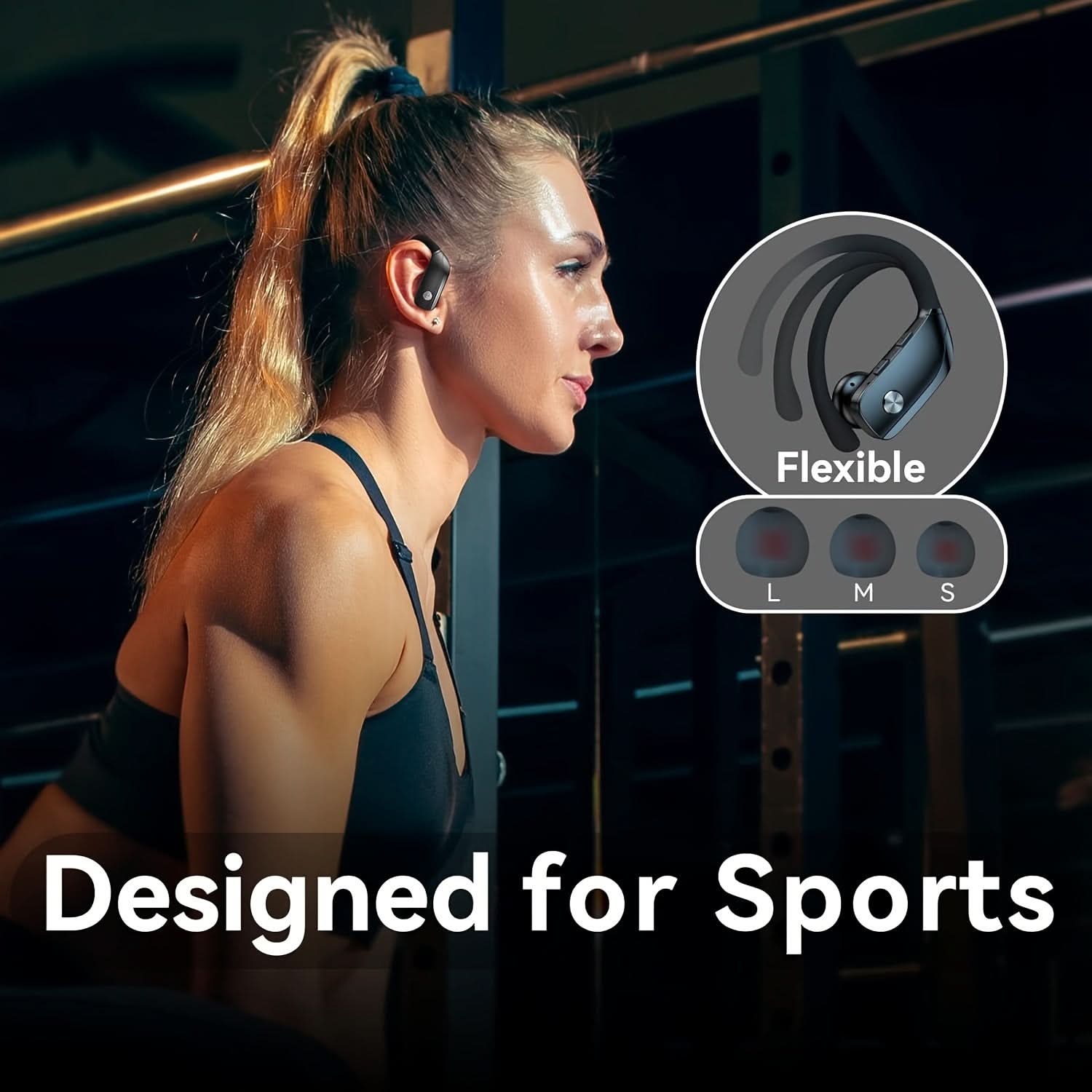 Wireless Earbuds with Ear hooks, In-Ear Stereo Headphones