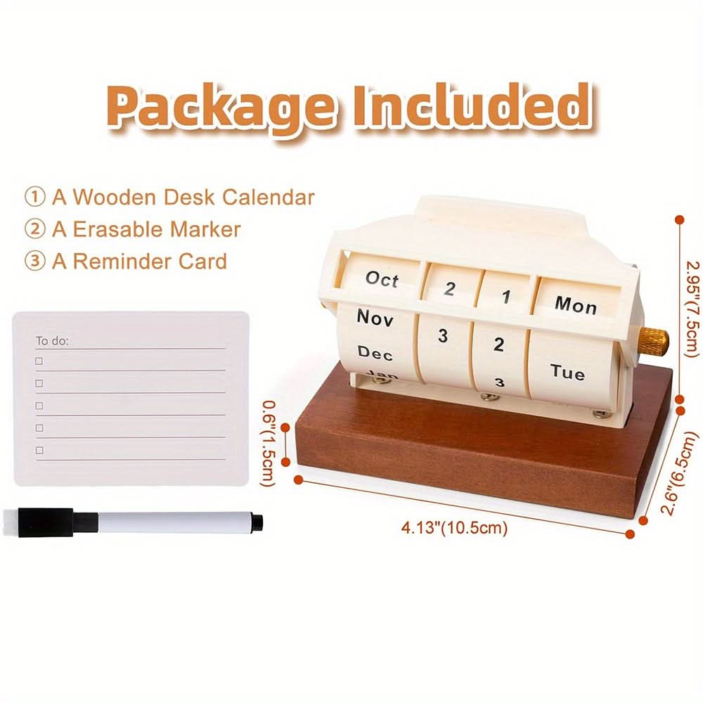 Wooden Desk Calendar with Memo Pad