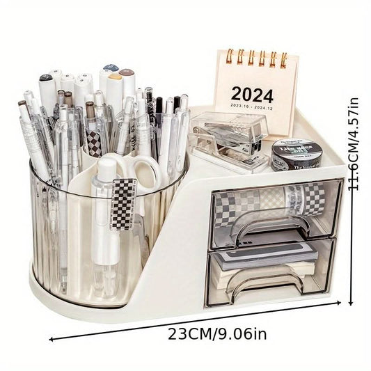 2024 Rotating Desk Organizer with Large Capacity, Aesthetic Pen Holder