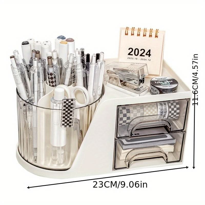 2024 Rotating Desk Organizer with Large Capacity, Aesthetic Pen Holder