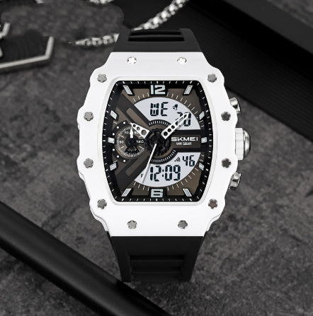 Skmei 2398 Multifunctional Dual Displays Stylish Barrel-shaped Case watch for Men