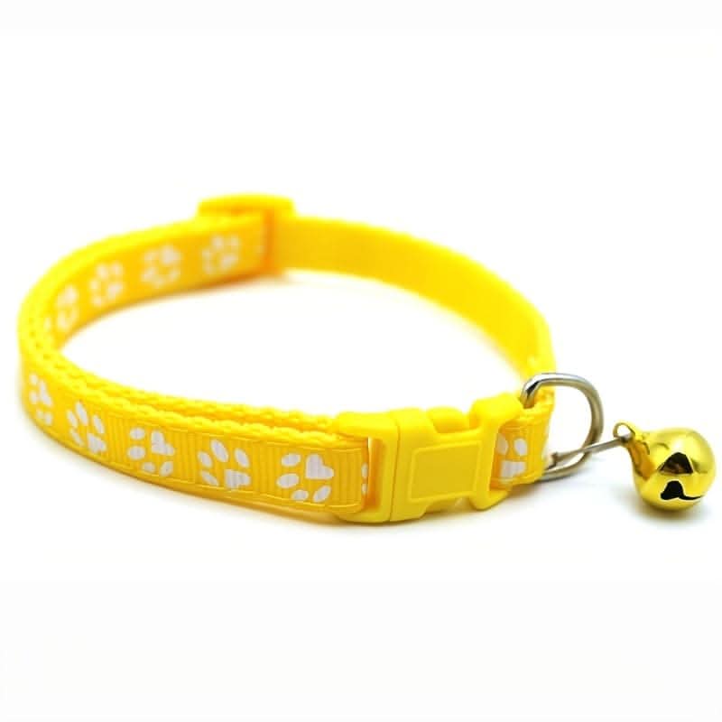 Adjustable Bell Collar with Paw Print Design