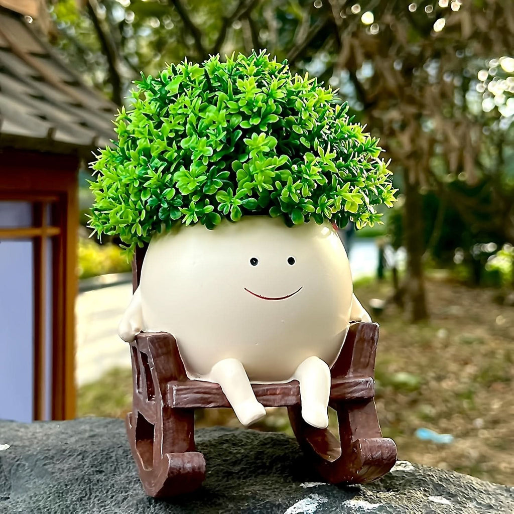Smiling Face Resin Planter Pot – Rocking Chair Flowerpot