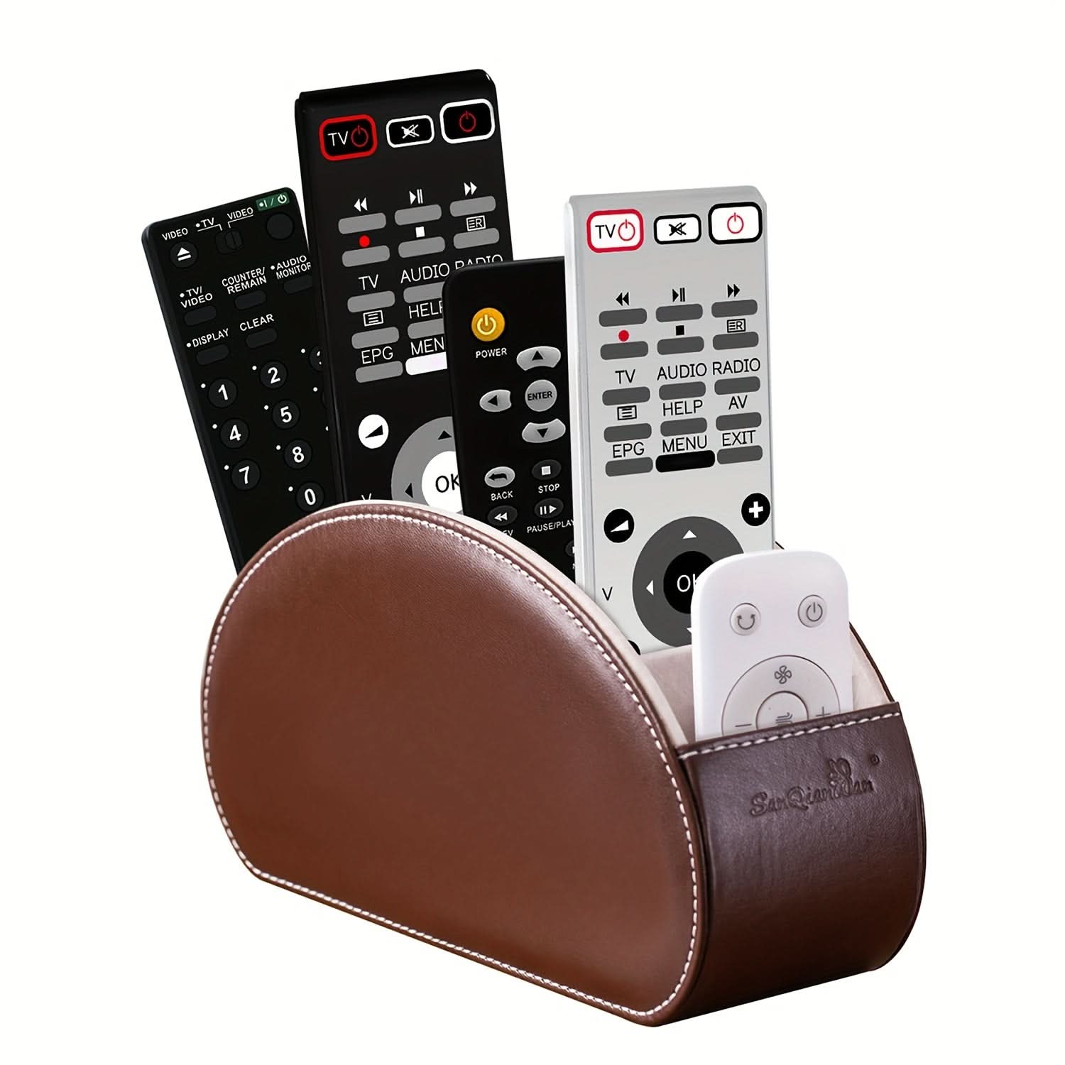 5-Compartment PU Leather Remote Organizer Box
