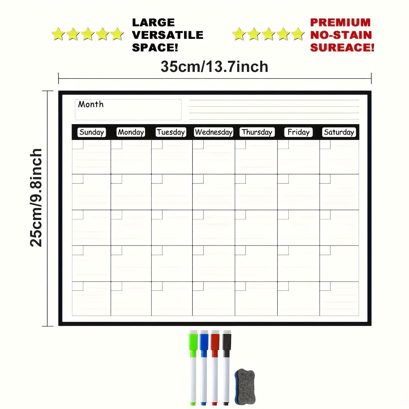 Magnetic Erasable Monthly Planner Calendar for Fridge