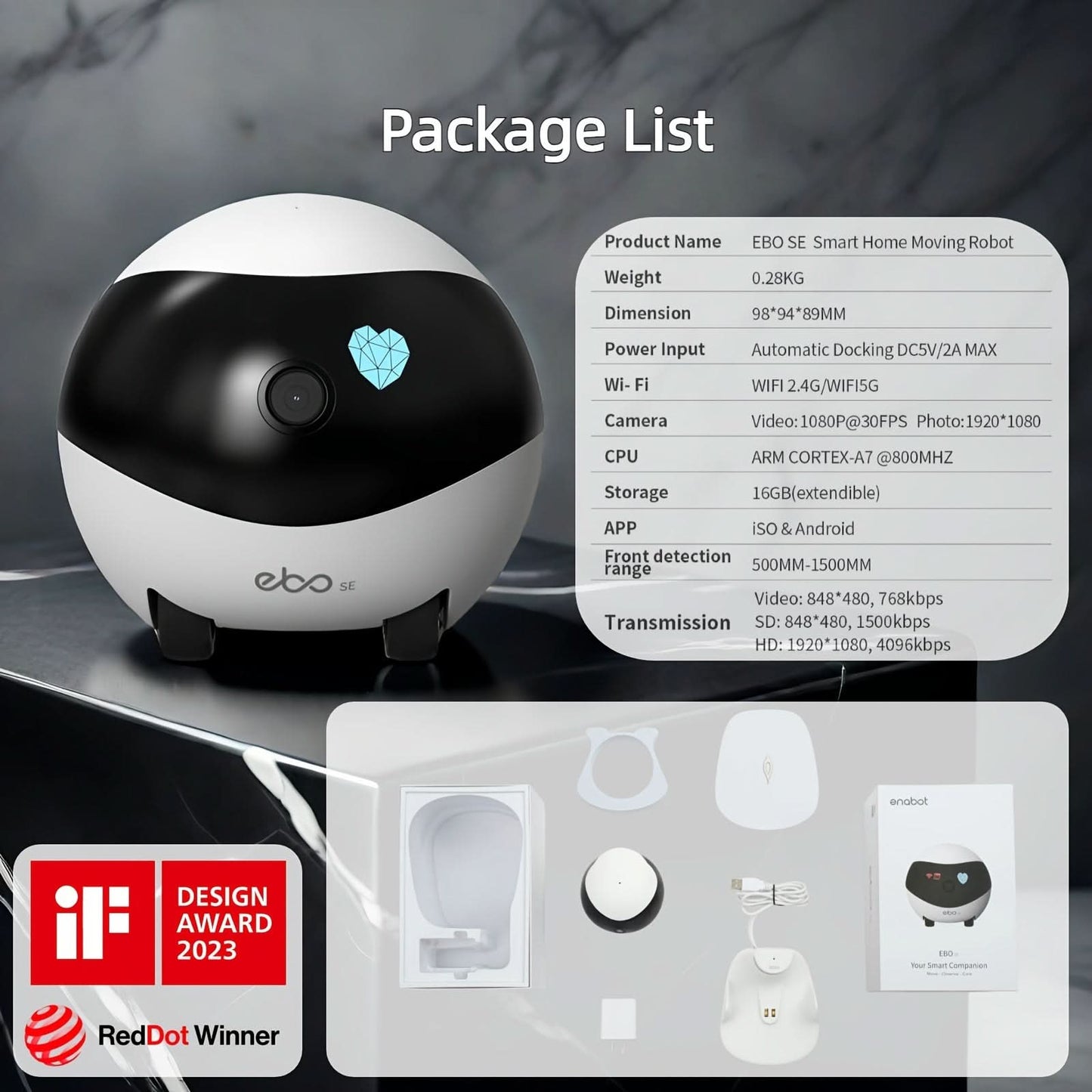 Enabot EBO Movable Smart Robot Camera, 1080P HD