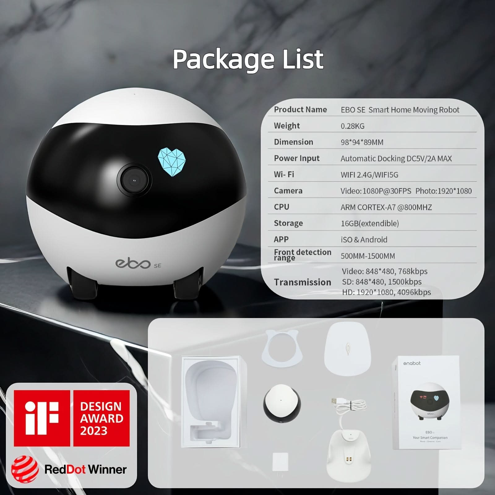 Enabot EBO Movable Smart Robot Camera, 1080P HD
