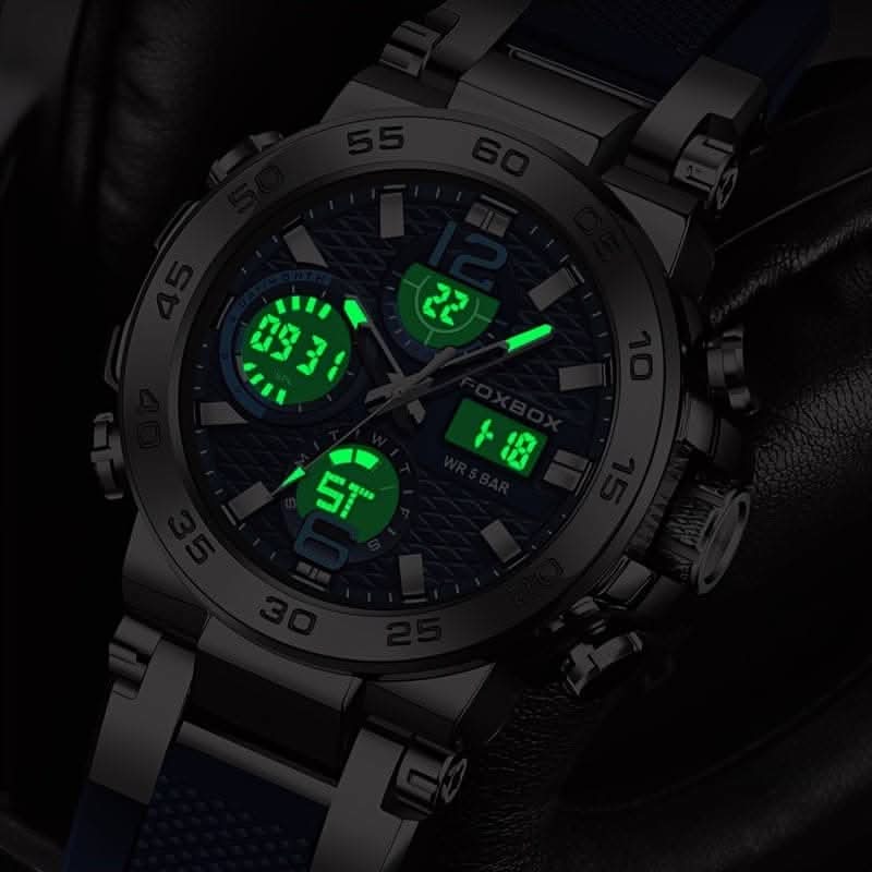 Men's Dual Display Quartz Military Sports Watch – 50M Alarm Clock