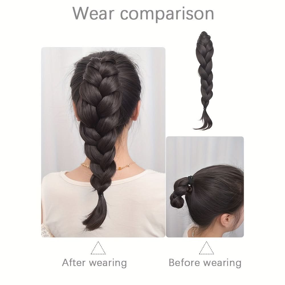 Chic Claw-Clamp Braided Ponytail Extension - Loose Curly Hair Accessory