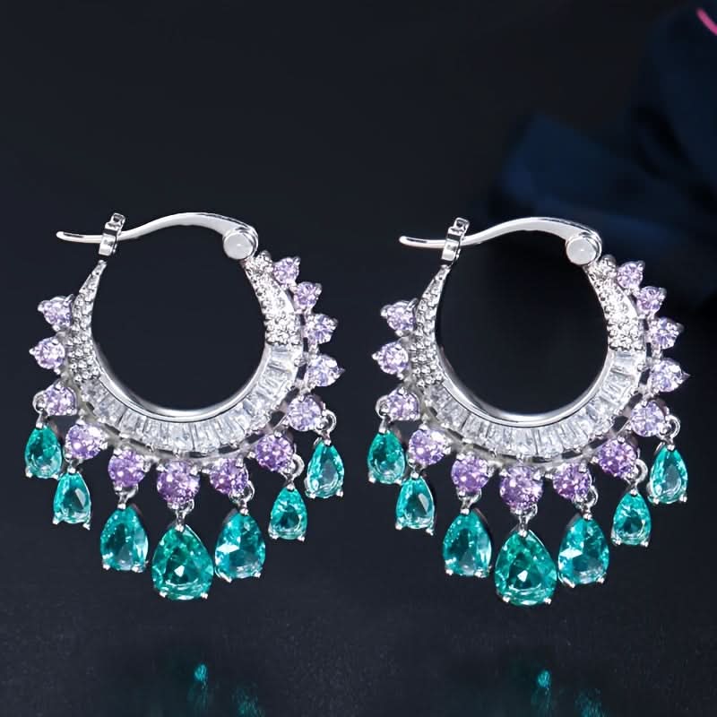 Boho Multicolor Tassel Hoop Earrings for Women