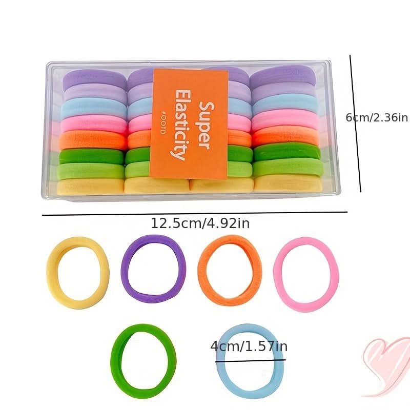 32pc Multicolor Rainbow Hair Ties for Kids