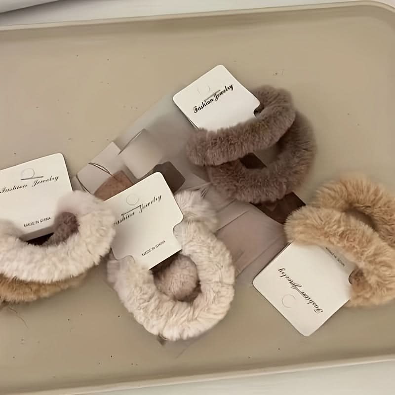 6PCS Plush Hair Ties Set for Women