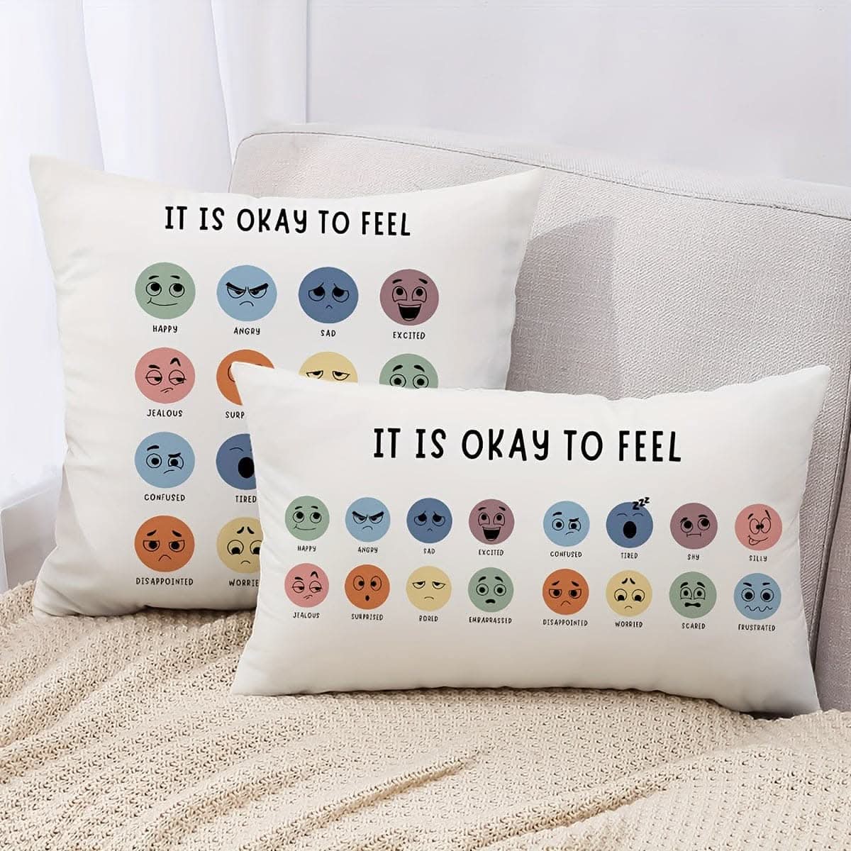 Mental Health Throw Pillow Cover - Double-Sided Print for Counseling Offices