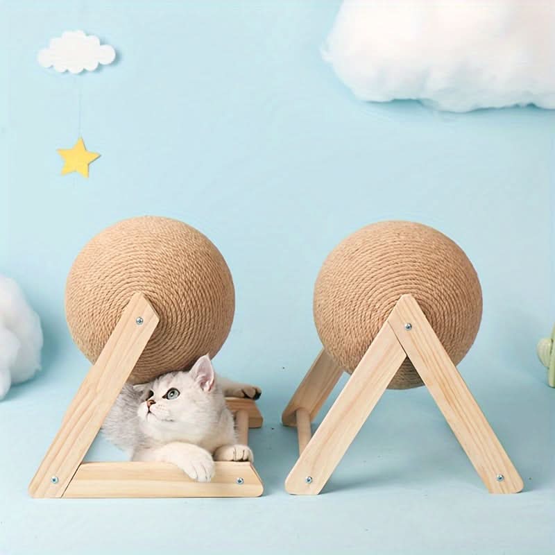 Sisal Cat Scratcher Toy with Bell & Feather