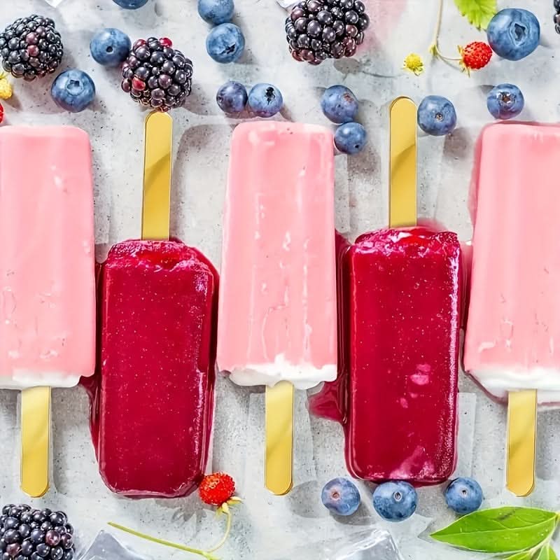 30PCS Reusable Acrylic Ice Cream Sticks – Transparent & Colorful