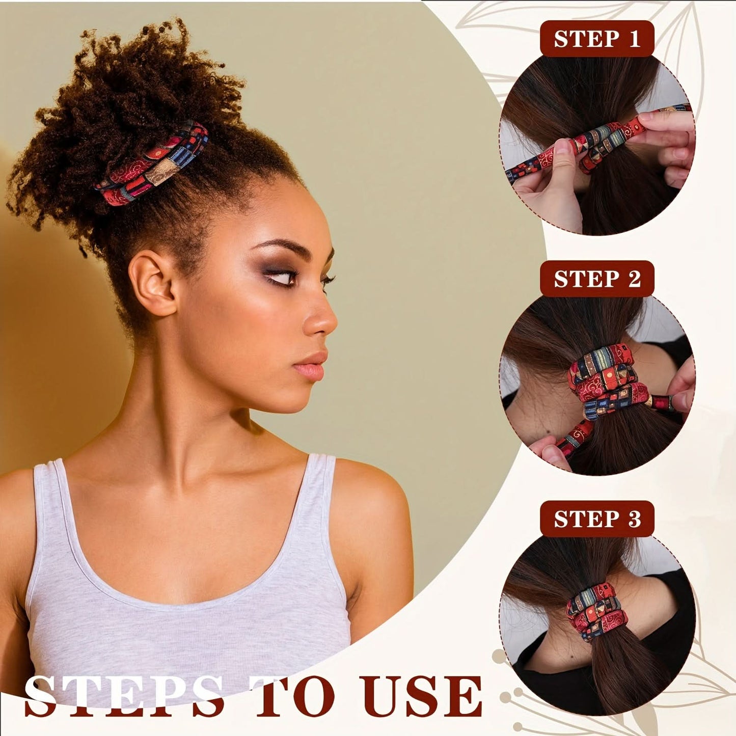 4PCS Boho Spiral Hair Ties for Curly Hair