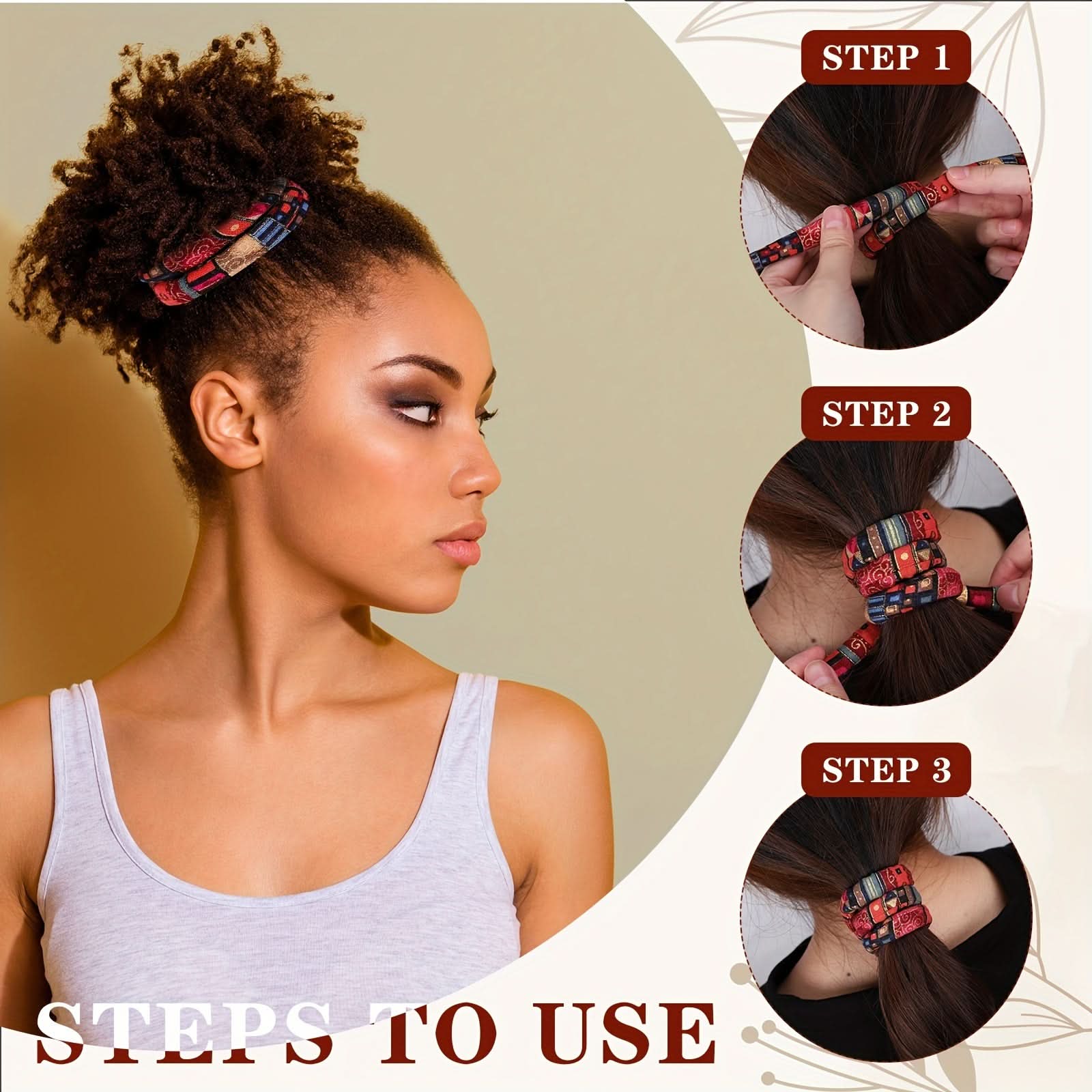 4PCS Boho Spiral Hair Ties for Curly Hair
