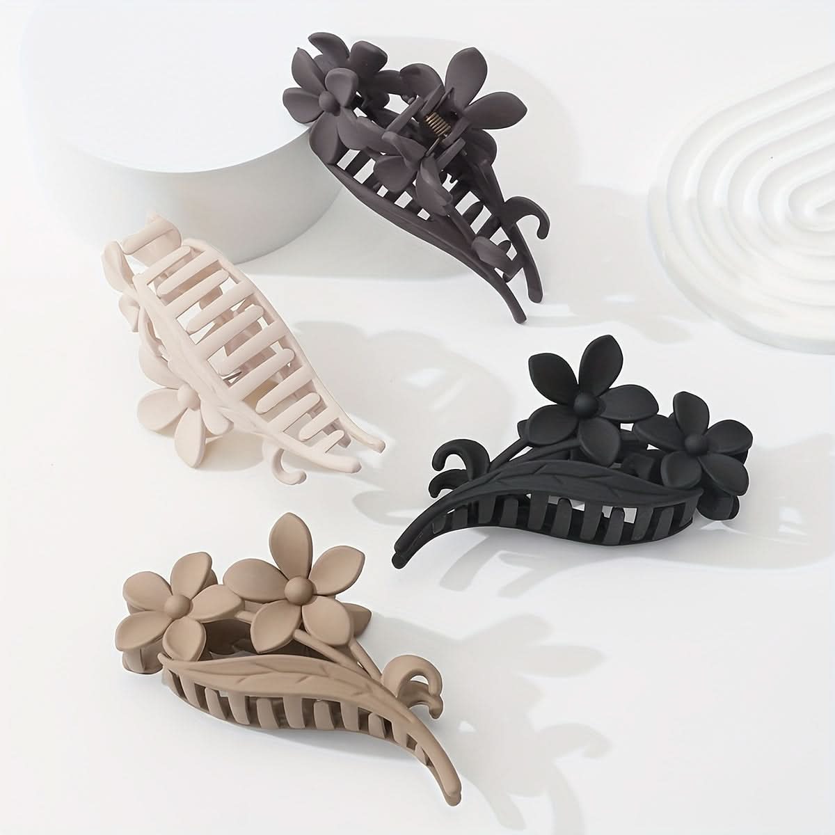 4-Piece Vintage Floral Hair Claw Clips – Non-Slip, Strong Grip for Thick Hair