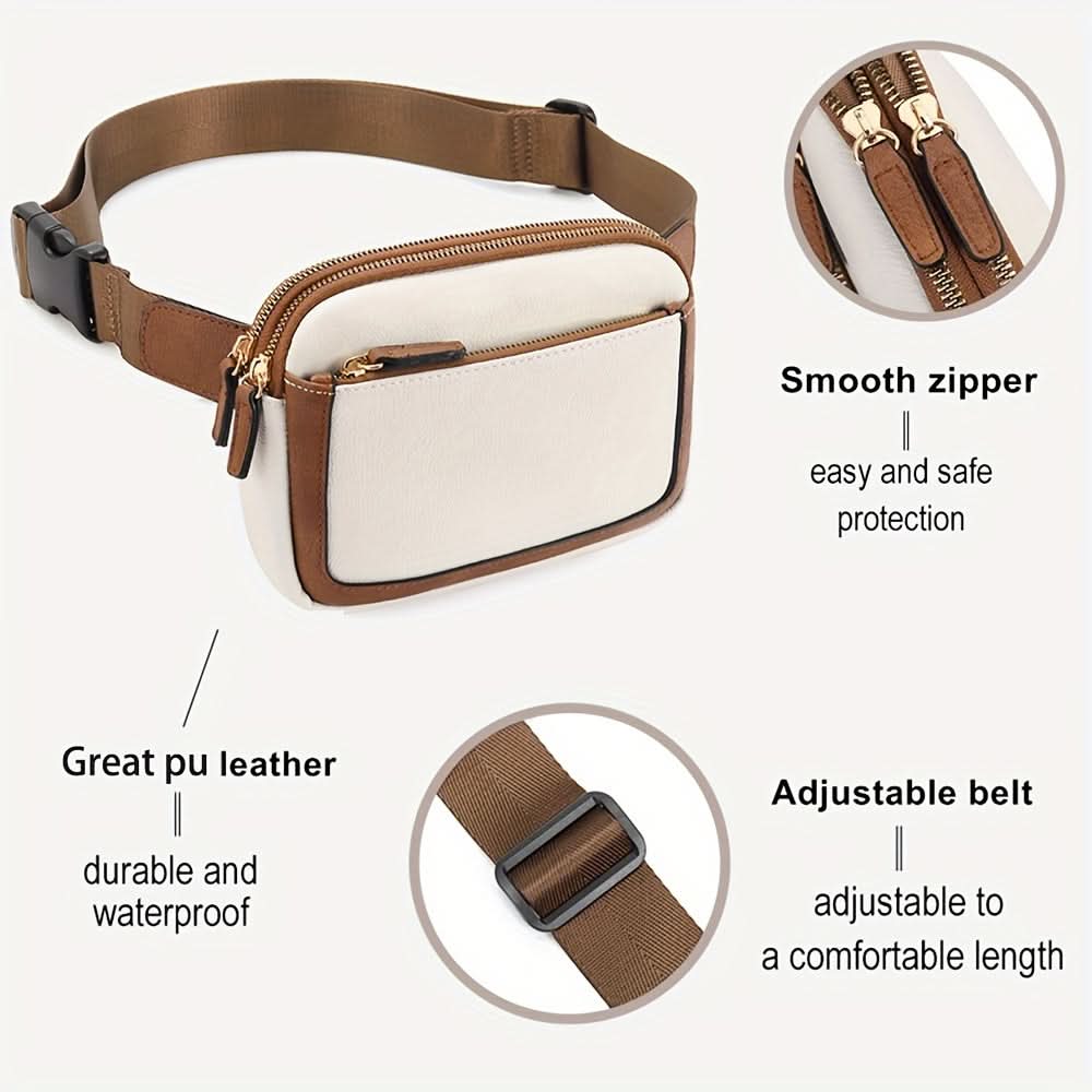 PU Leather Crossbody Waist Bag – Lightweight, Durable with Adjustable Strap