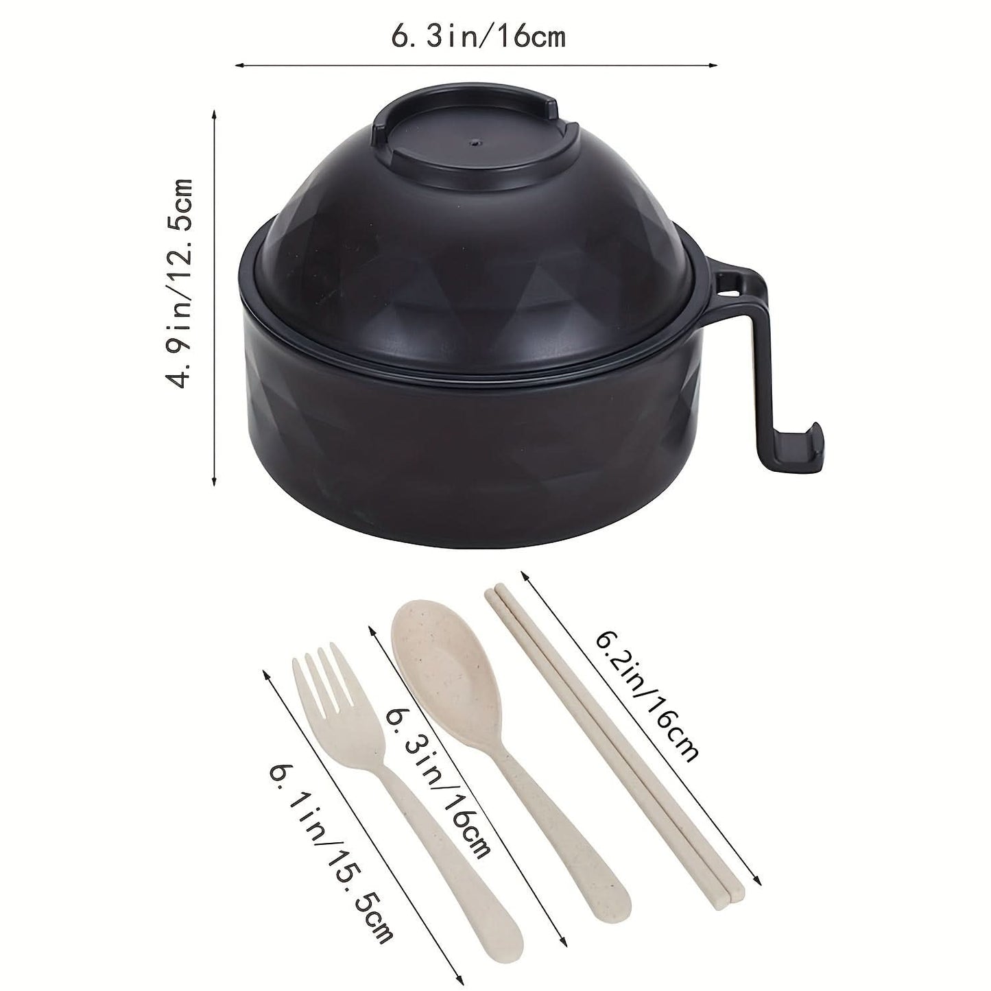 Microwave Ramen Bowl Set – Instant Noodles Cooker with Chopsticks