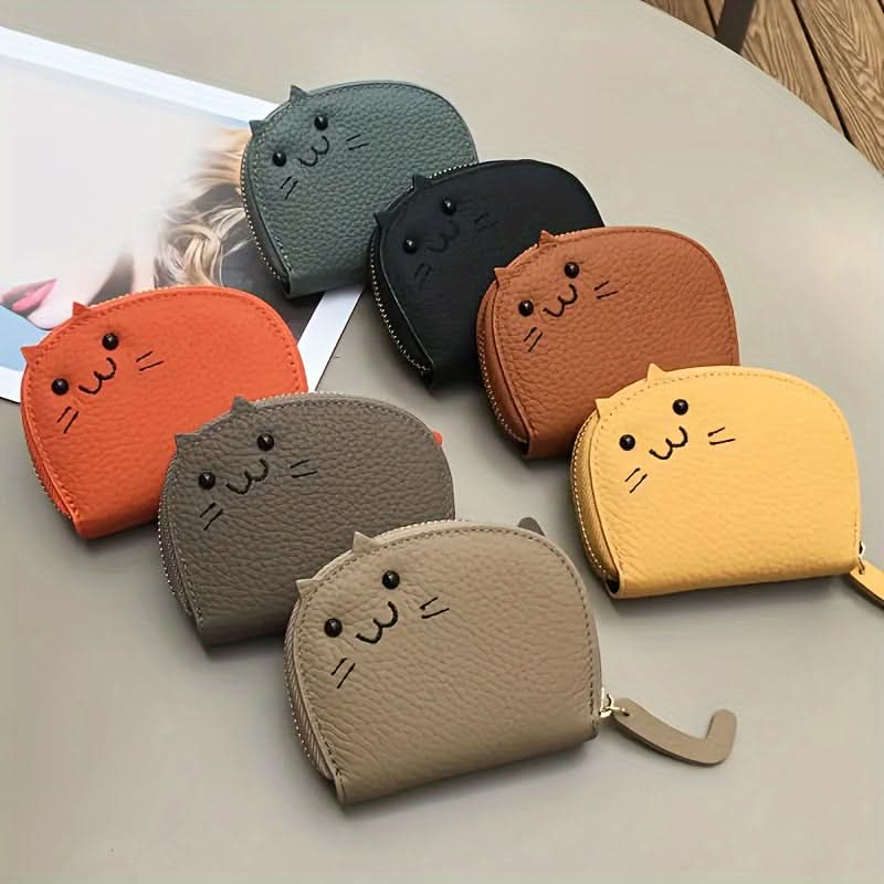 Cute Cat Card Holder for Women – Compact Multi-Card Wallet & Coin Purse