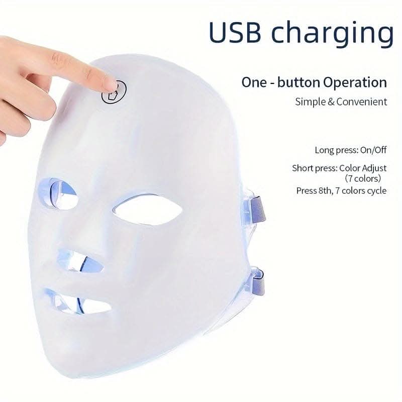 Rechargeable 7-Color LED Face Mask – Facial Care Tool