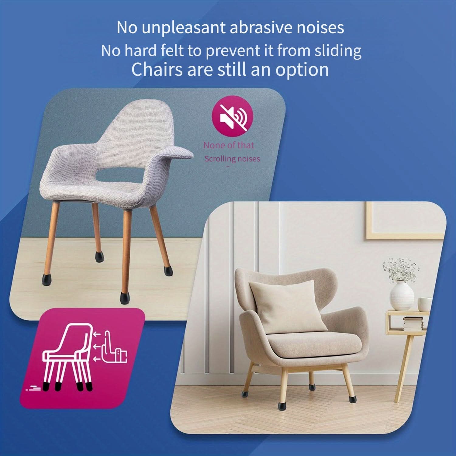 24-Piece Chair Leg Protectors - Round & Square Furniture Floor Protectors
