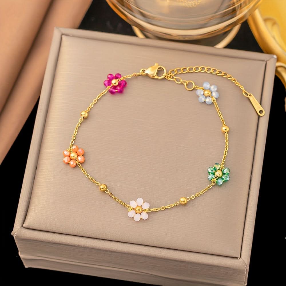 Boho Floral Chain Bracelet for Women