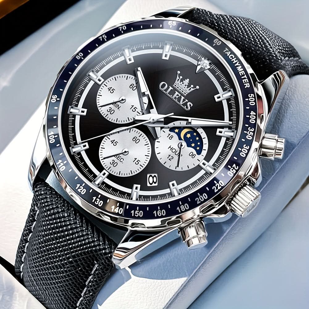 OLEVS Men's Luxury Chronograph Moon Phase Watch