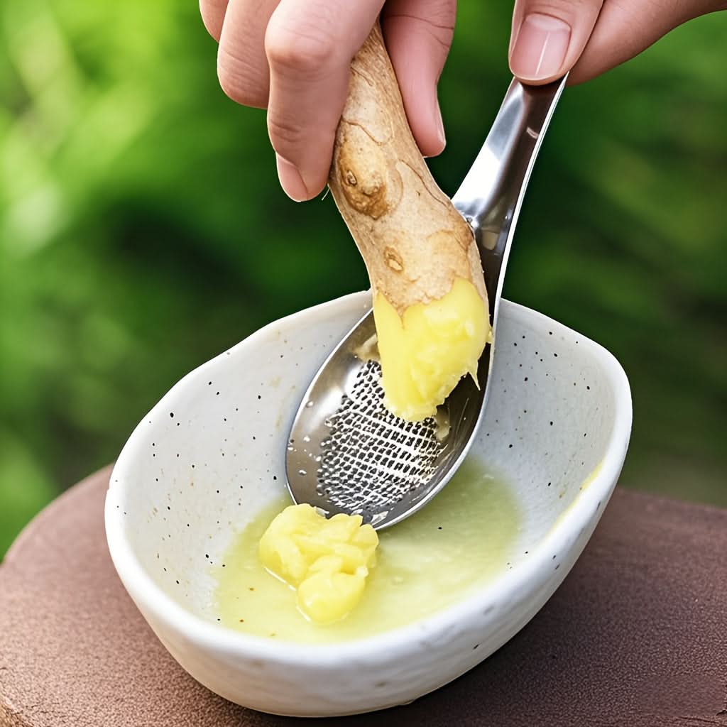 Stainless Steel Garlic & Ginger Grater Spoon – Manual Masher Tool for Fine Paste