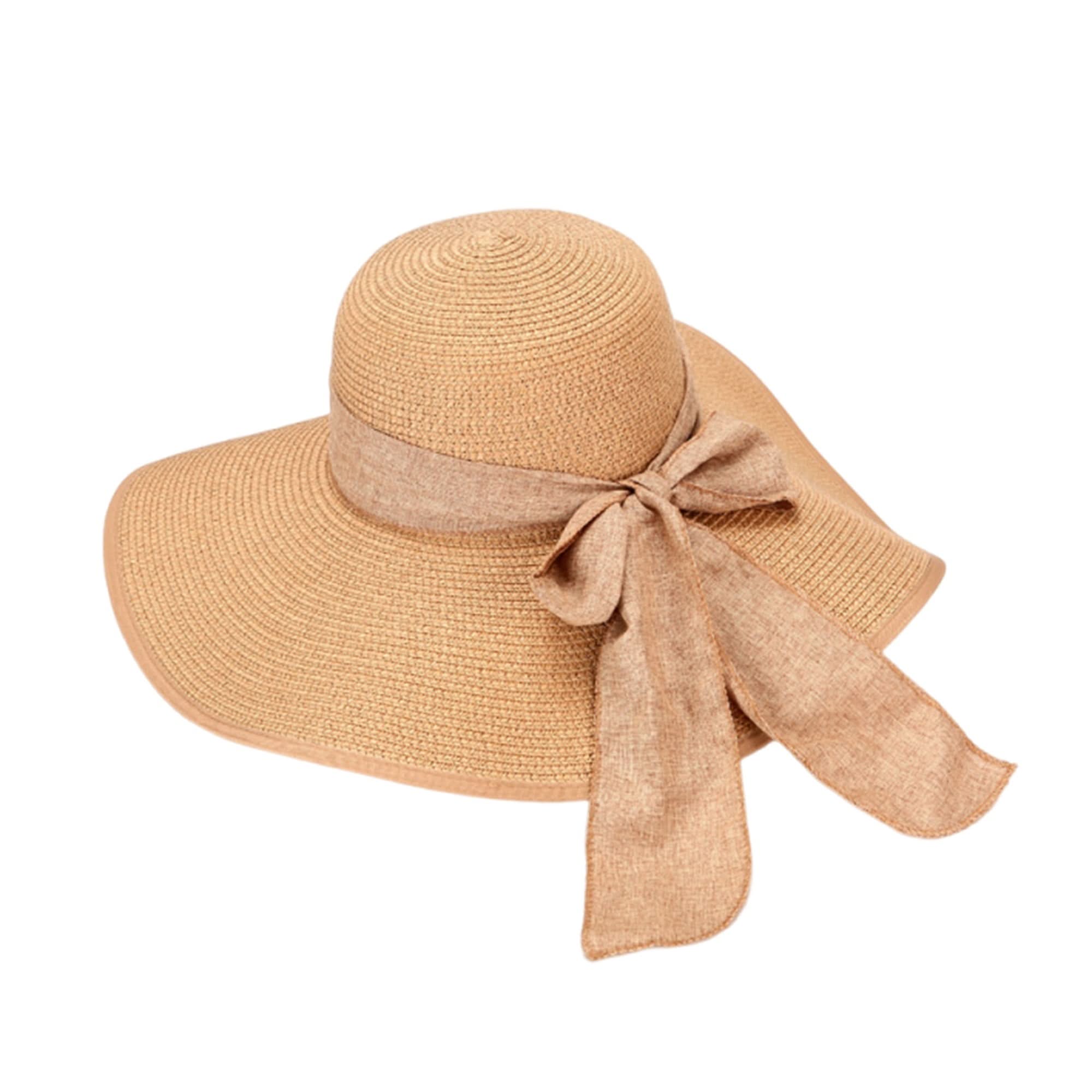 Women’s Wide Brim Straw Sun Hat with Bow – Lightweight Summer Beach Hat