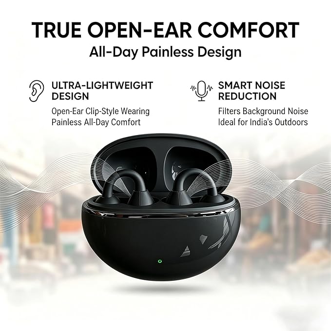 Bluetooth Ear Clip Headset – Open-Ear Wireless Earbuds with Long Battery Life for Gaming & Sports