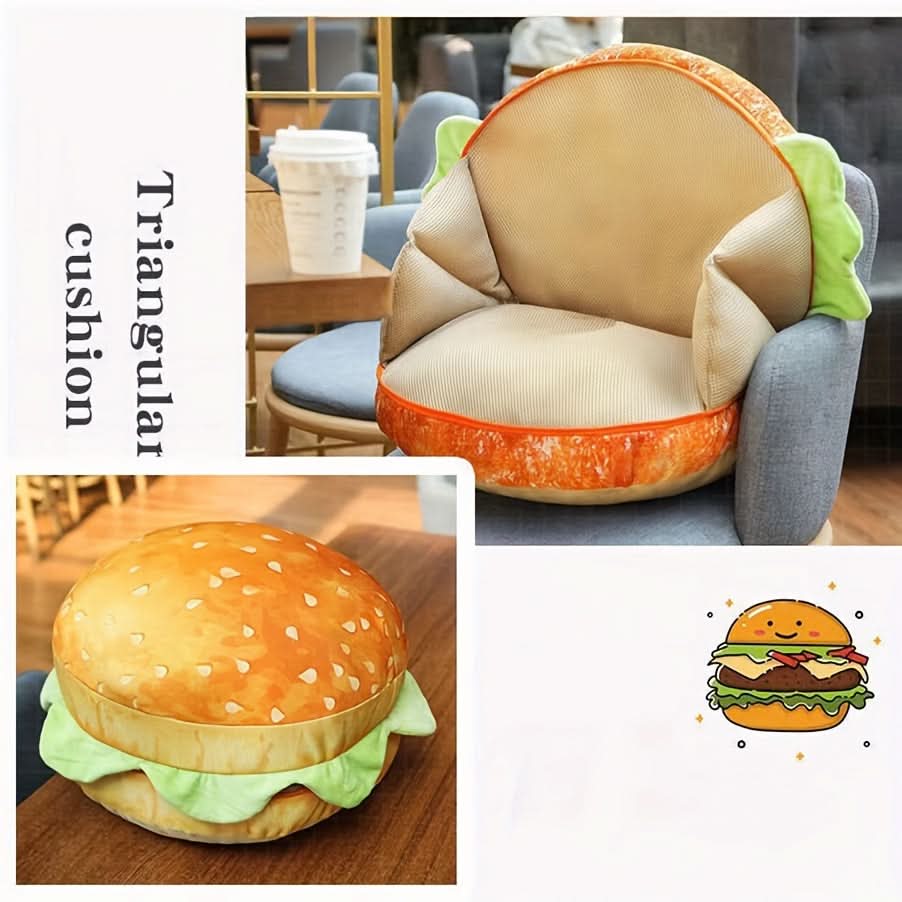 Cute Burger Pillow – Cozy Outdoor Camping Cushion with Zipper