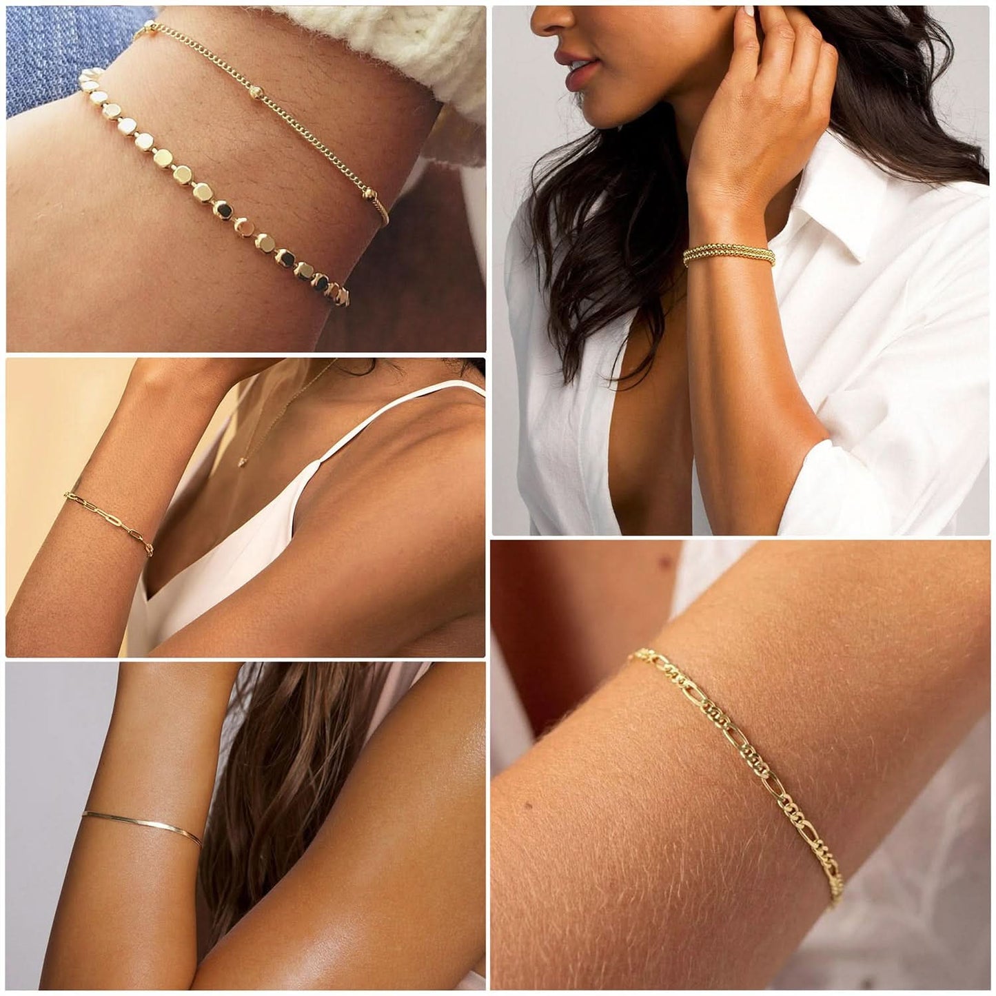 Pack of 6 pcs. Dainty Chain Bracelets Set for Women