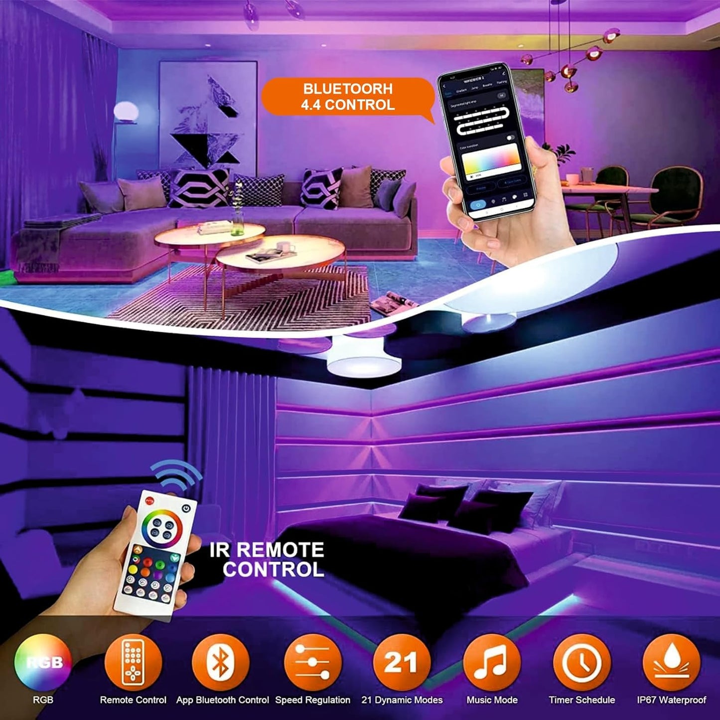 NeonGlow Smart Rope Strip Light with Music Syncing (5 Meters)